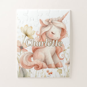 Whimsical pastel unicorn wildflower jigsaw puzzle
