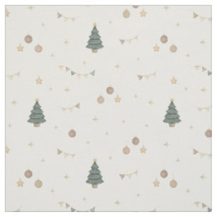 Whimsical Pastel Watercolor Christmas Tree Festive Fabric