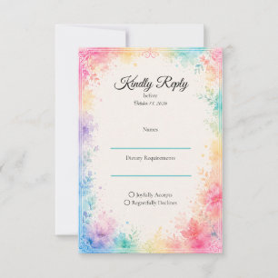 Whimsical Pastel Watercolor Romance Wedding RSVP Card