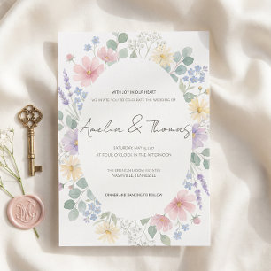 Whimsical Pastel Watercolor Wildflower Wedding Inv Invitation