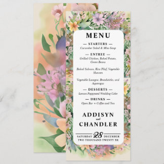 Whimsical Pastel Watercolor Wildflower Wedding Program