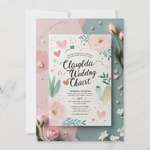 Whimsical Pastel Wedding Invitation 