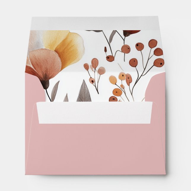 Whimsical Pastel Wildflower Blush Pink  Envelope (Back (Bottom))