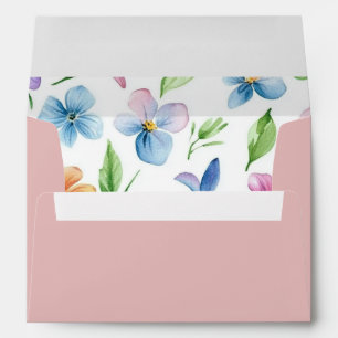Whimsical Pastel Wildflower Blush Pink Envelope