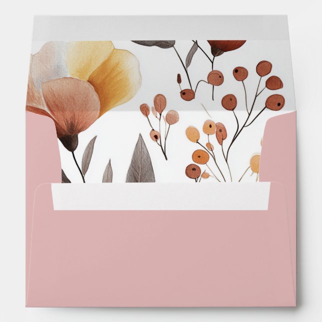 Whimsical Pastel Wildflower Blush wedding Envelope (Back (Bottom))