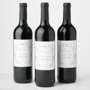 Whimsical Pastel Wildflower Bridal Shower  Wine Label