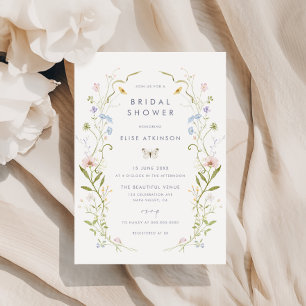 Whimsical Pastel Wildflower Frame Bridal Shower Invitation