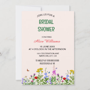Whimsical Pastel Wildflower Frame Bridal Shower Invitation