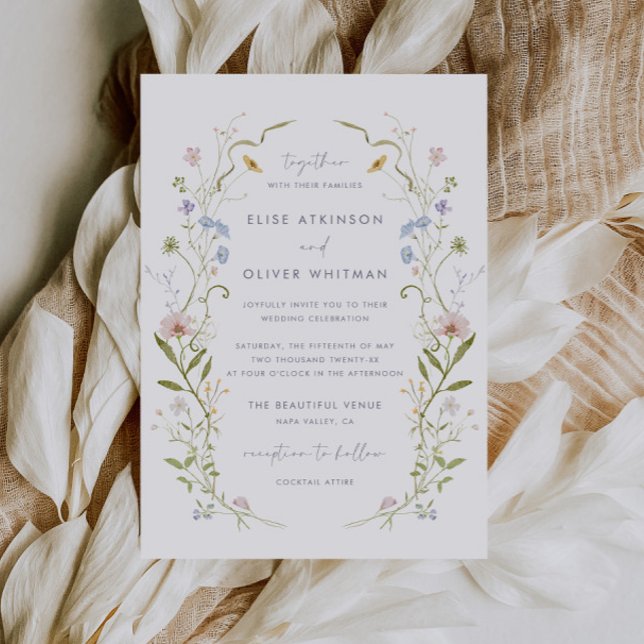 Whimsical Pastel Wildflower Frame Wedding Invitation (Creator Uploaded)