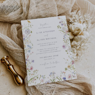 Whimsical Pastel Wildflower Wedding Invitation