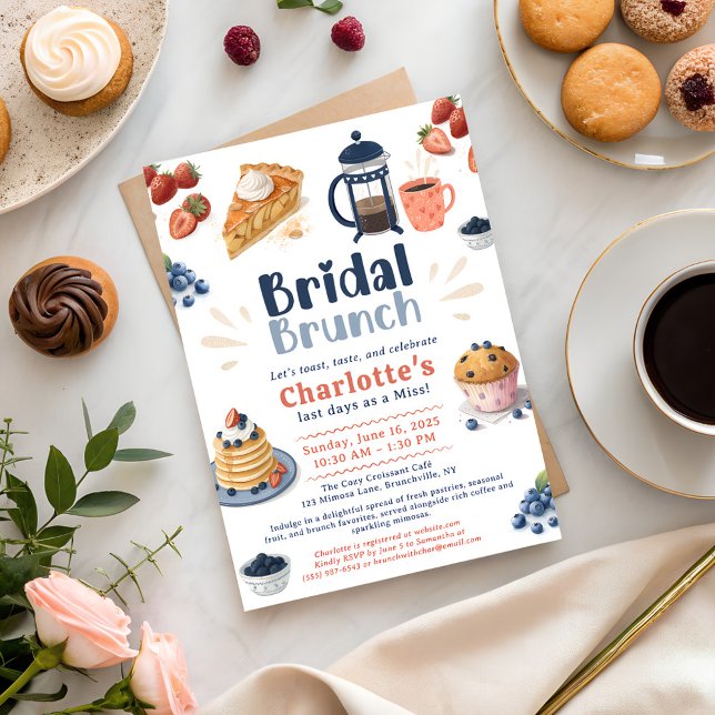  Whimsical Pastries Coffee Brunch Bridal Shower Invitation (Whimsical Pastries Coffee Brunch Bridal Shower Invitation)