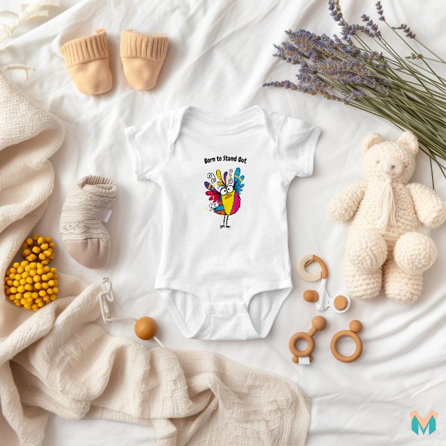 Whimsical Patchwork Bird Design Baby Bodysuit (Creator Uploaded)