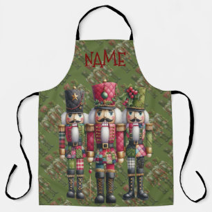 Whimsical Patchwork Christmas Nutcracker Trio Apron