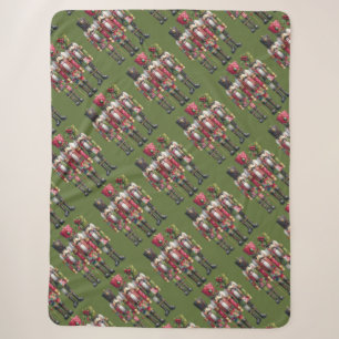 Whimsical Patchwork Christmas Nutcracker Trio Sherpa Blanket