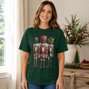 Whimsical Patchwork Christmas Nutcracker Trio T-Shirt
