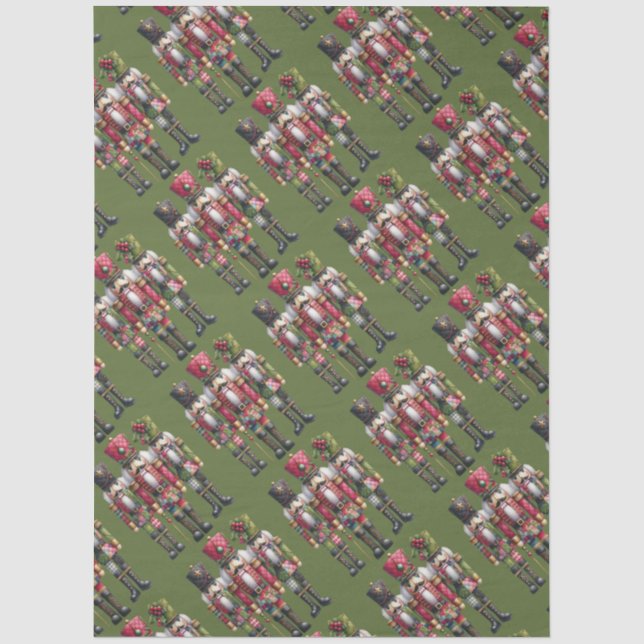 Whimsical Patchwork Christmas Nutcracker Trio Tissue Paper (Front)