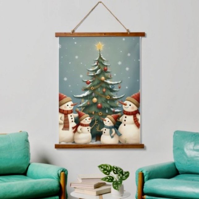 Whimsical Patchwork Christmas Teddy Bear Hanging Tapestry (Wood topped 100% polyester hemmed edges twine for hanging. 

)