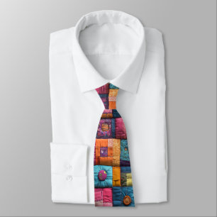 Whimsical Patchwork Quilt Pattern: Colorful Design Tie