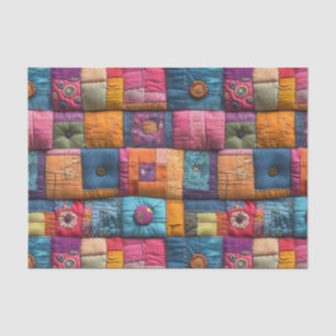Whimsical Patchwork Quilt Pattern: Colorful Design Tissue Paper