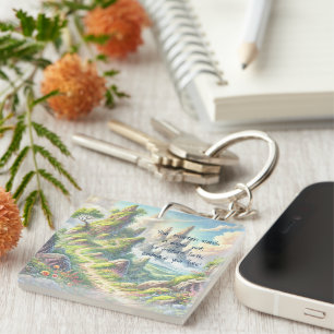 Whimsical Path & Quote Key Ring