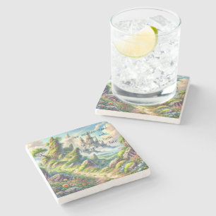 Whimsical Path & Quote Stone Coaster