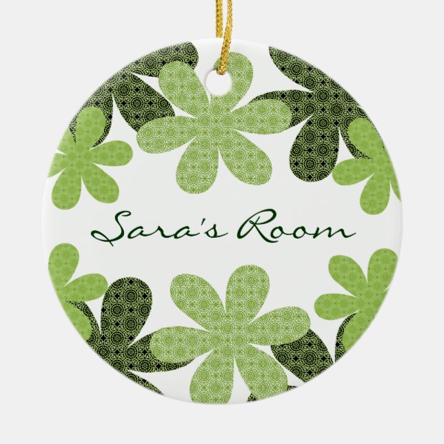 Whimsical Patterned Flowers Door Hanger Ornament (Front)