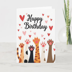 Whimsical Paw Print Birthday Card