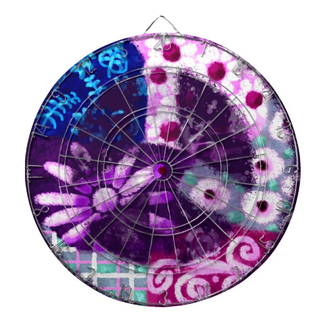 Whimsical Peace Sign Regulation Dartboard w/Darts (Front)