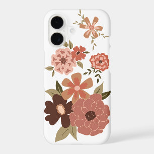 Whimsical Peach Brown Floral Pattern