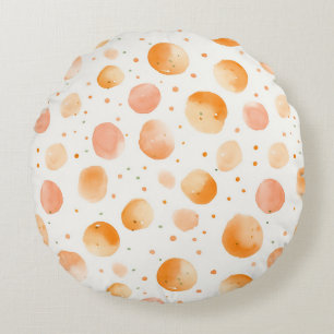 Whimsical Peach Dots Round Cushion