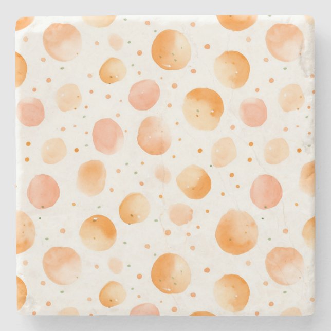 Whimsical Peach Dots   Stone Coaster (Front)