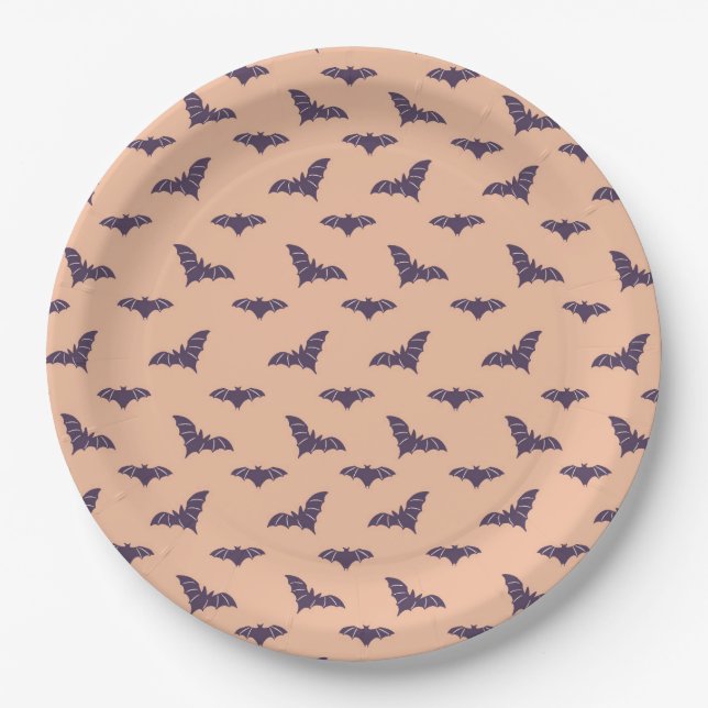 Whimsical peachy pink witch themed paper plate (Front)