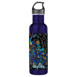 Whimsical Peacock Chalk Pastel Bird Personalised 710 Ml Water Bottle