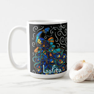 Whimsical Peacock Chalk Pastel Bird Personalised Coffee Mug