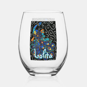 Whimsical Peacock Chalk Pastel Bird Personalised Stemless Wine Glass
