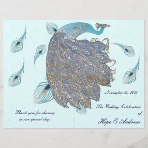 Whimsical Peacock Feathers Wedding Program