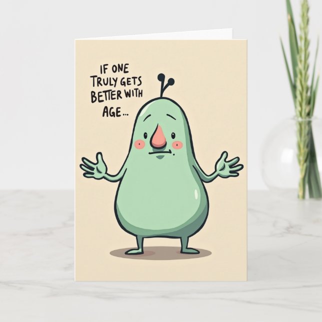 Whimsical Pear Birthday Card (Front)