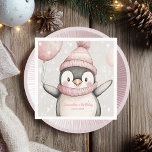 Whimsical Penguin Birthday Napkin | Vintage Pink<br><div class="desc">Add an adorable touch to your celebration with these Whimsical Penguin Birthday Napkins! Featuring charming penguins dressed in pastel pink and white sweaters and hats, these vintage-inspired napkins are perfect for your penguin or winter-themed birthday party. These soft and playful napkins not only keep your party clean but also add...</div>
