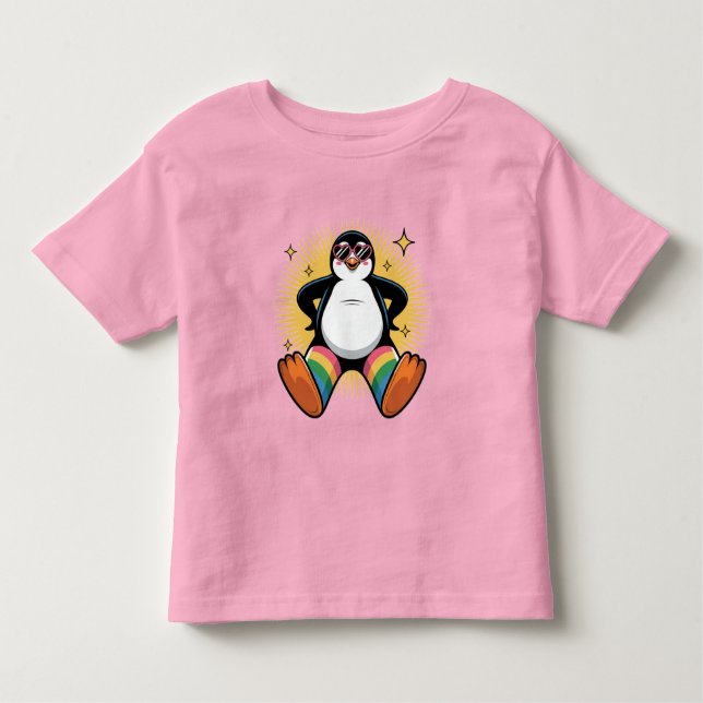 Whimsical Penguin Caroon Toddler T-Shirt (Front)