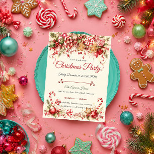 Whimsical Peppermint Christmas Party Invitation