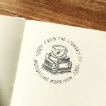 Whimsical Personal Library Bookplate Book Stamp<br><div class="desc">A cute and cosy self-inking bookplate rubber stamp design. This self-inking stamp features a hand-drawn illustration of a tea or coffee cup at the top of a stack of books, don't worry though, there is a coaster protecting the books from the heat! Around the outside of the illustration "from the...</div>