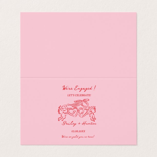 Whimsical Personalised Engagement couple Sign Business Card (Outside Unfolded)