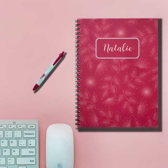 Whimsical  personalised floral in  blue-red notebook (Creator Uploaded)