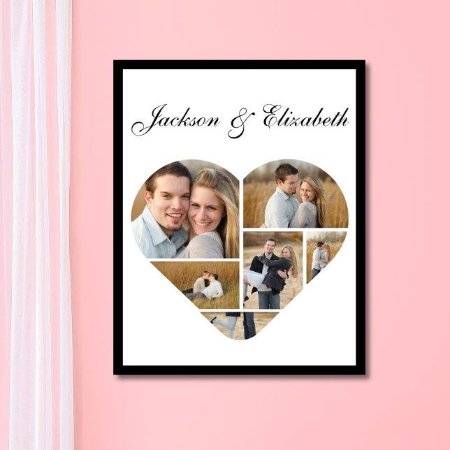 Whimsical Personalised Heart Love Photo Collage Poster (Creator Uploaded)