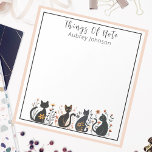 Whimsical Personalised "Things Of Note" Black Cat Notepad<br><div class="desc">Whimsical Personalised "Things Of Note" Black Cat Notepad.  Fanciful name personalised black cats notepad.  Your name and choice of fonts can be easily inserted by using Zazzle's design tool. This little notepad makes a perfect small gift or as a treat for yourself to use at home or the office.</div>