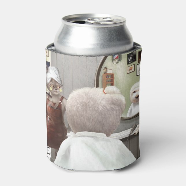 Whimsical Pet Barber Shop Can Cooler (Can Front)