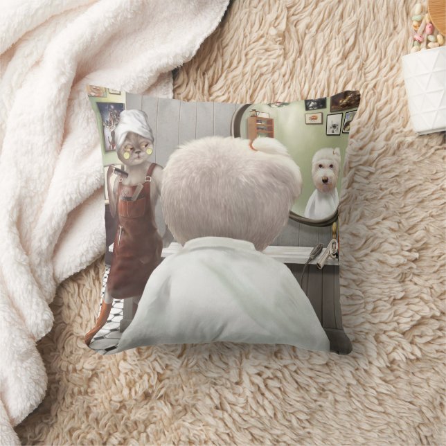 Whimsical Pet Barber Shop Cushion (Blanket)