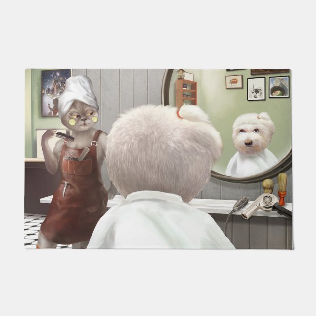 Whimsical Pet Barber Shop Doormat (Front)