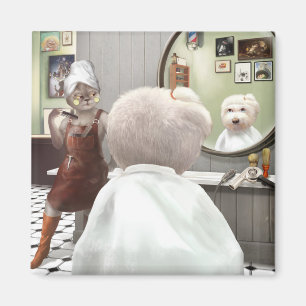 Whimsical Pet Barber Shop Magnet