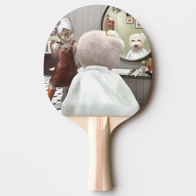 Whimsical Pet Barber Shop Ping Pong Paddle (Front)